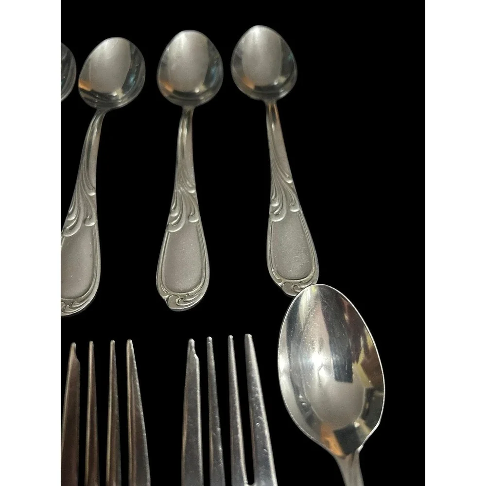 Vintage Farberware China Stainless Flatware Replacement Lot 9 Piece Scroll Motif
